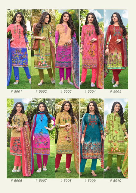 Js Priya Noor Fatima 5 Latest Fancy Collection Of Designer Printed Pure Cotton Dress Material